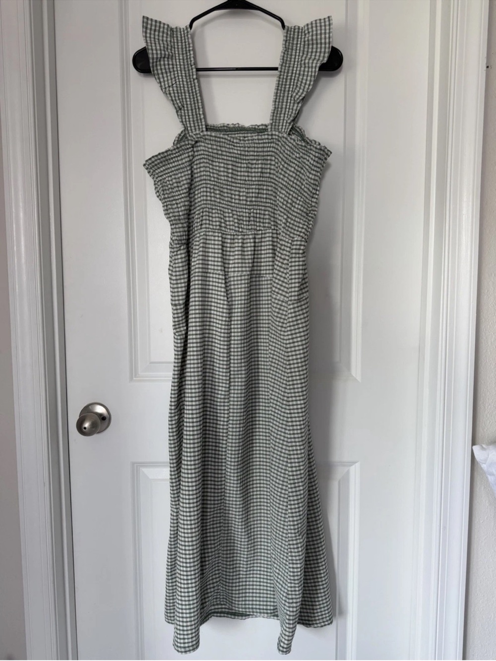 Old Navy green and white gingham maxi dress